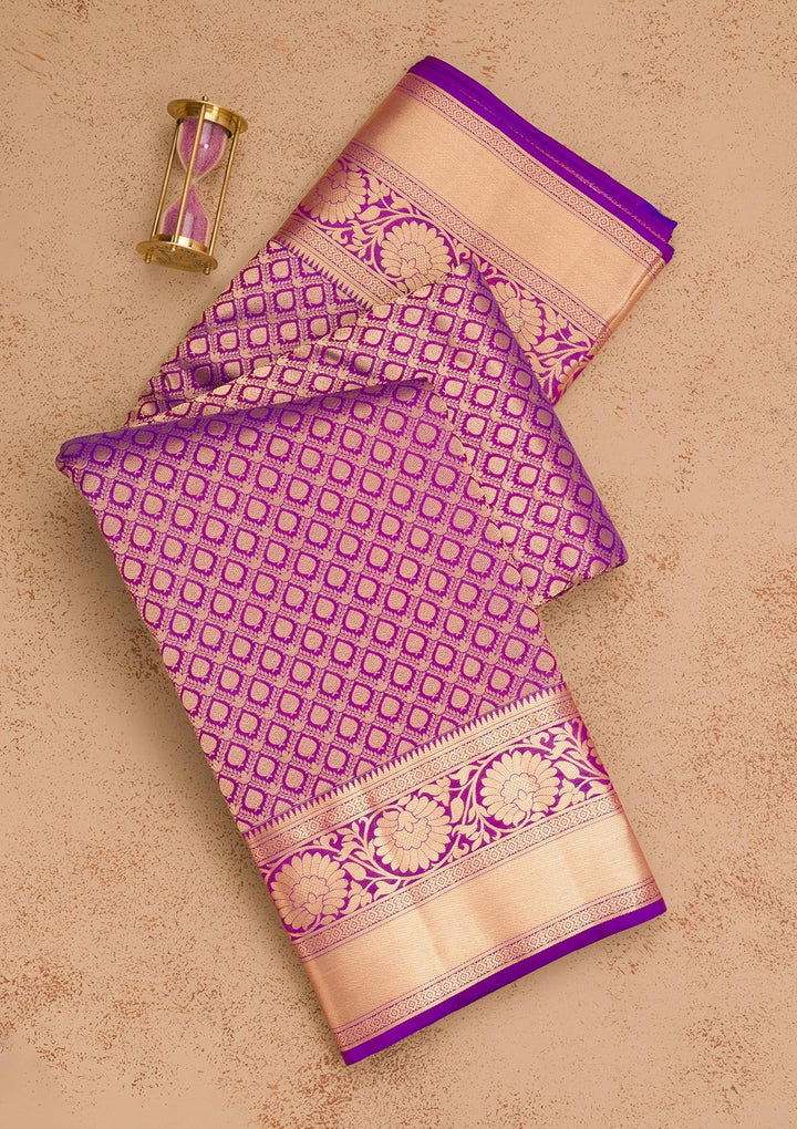 Purple Zariwork Pure Silk Saree-Koskii