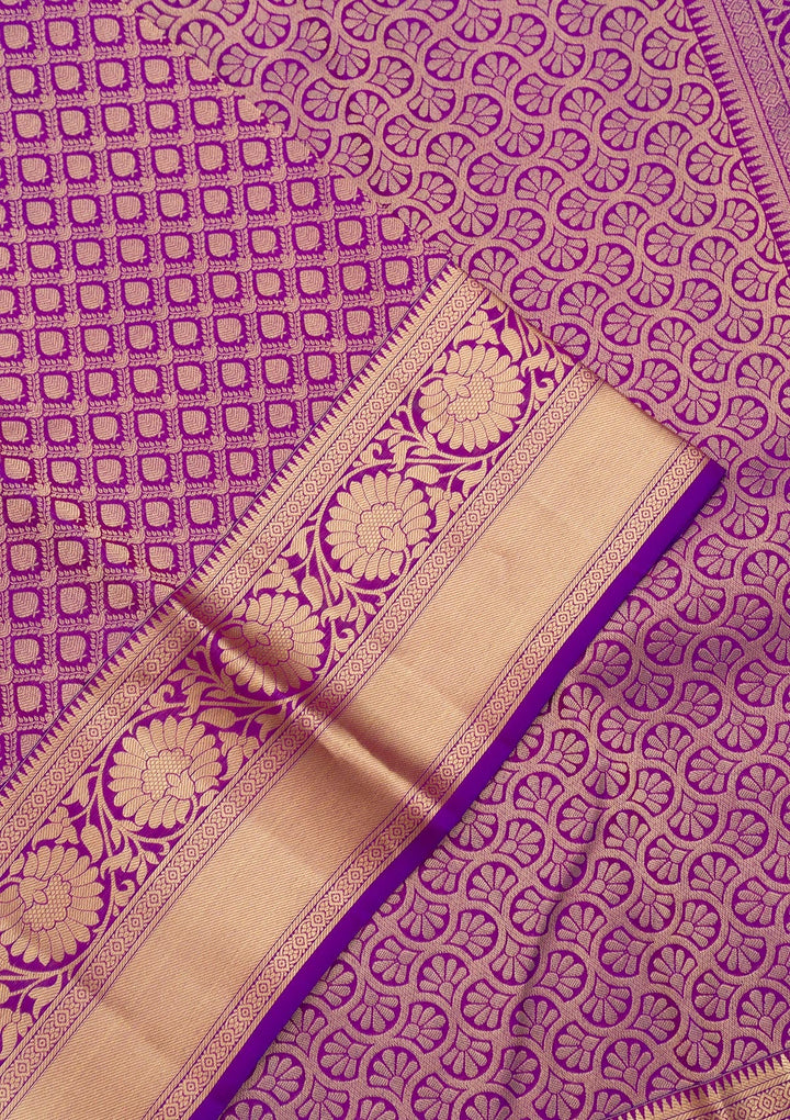Purple Zariwork Pure Silk Saree-Koskii