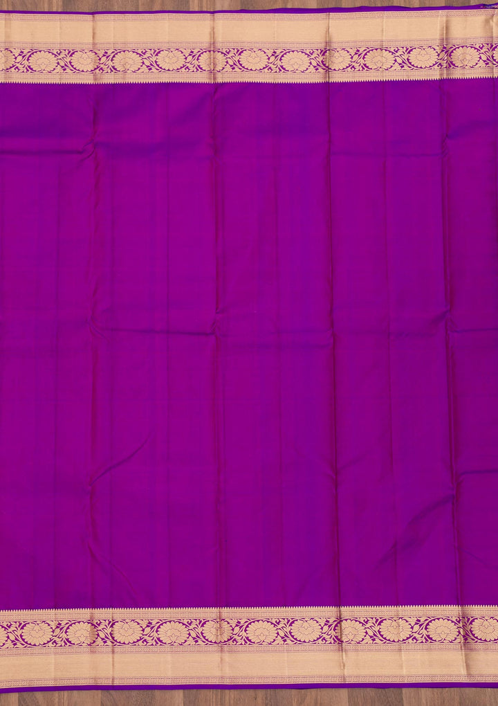 Purple Zariwork Pure Silk Saree-Koskii