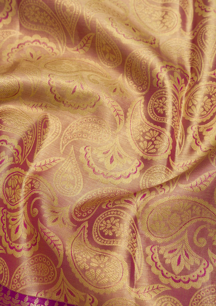 Purple Zariwork Pure Silk Saree-Koskii