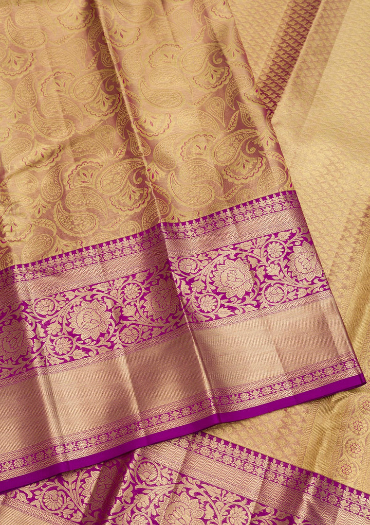 Purple Zariwork Pure Silk Saree-Koskii