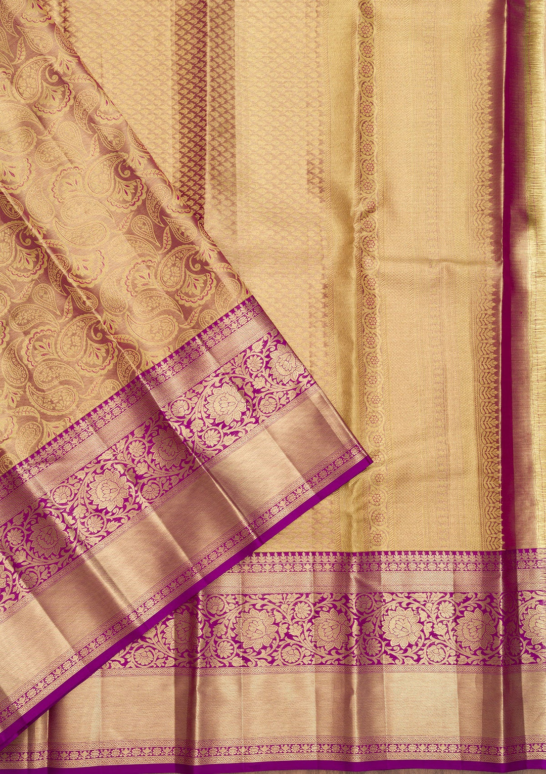 Purple Zariwork Pure Silk Saree-Koskii