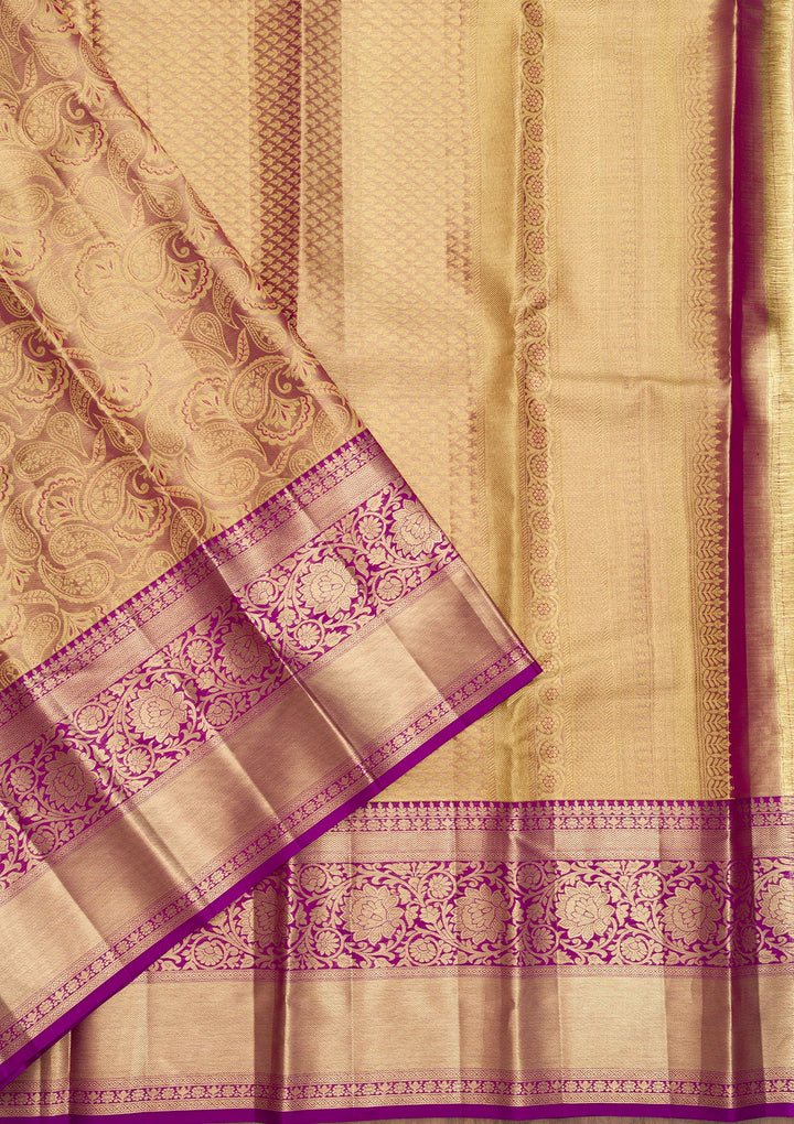 Purple Zariwork Pure Silk Saree-Koskii
