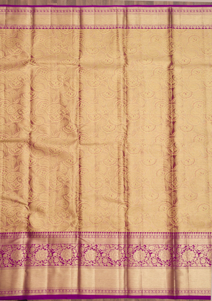 Purple Zariwork Pure Silk Saree-Koskii
