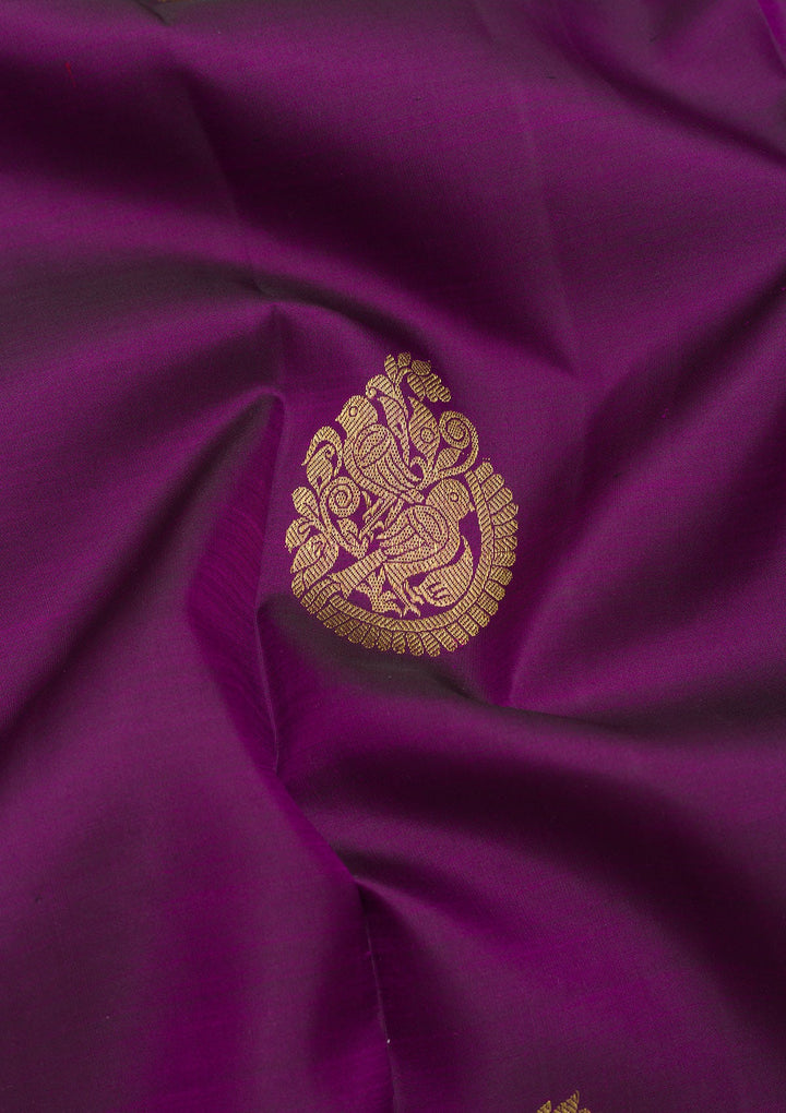 Purple Zariwork Pure Silk Saree-Koskii