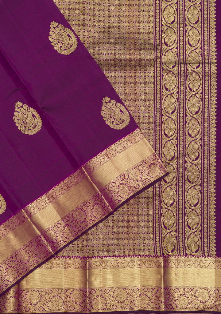 Purple Zariwork Pure Silk Saree-Koskii