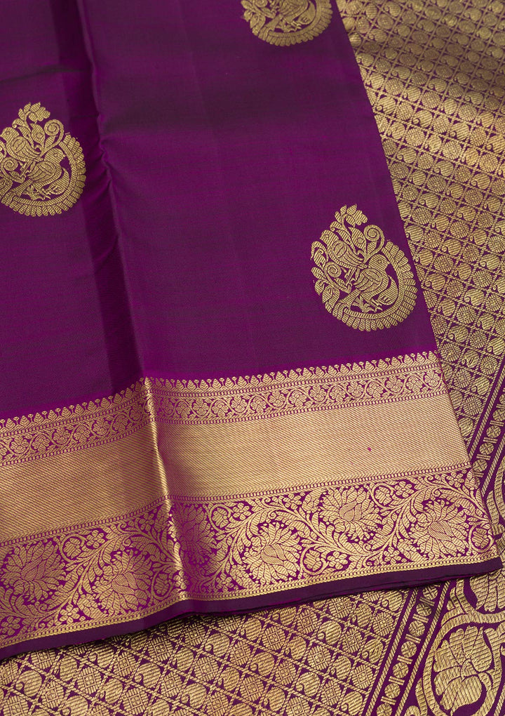 Purple Zariwork Pure Silk Saree-Koskii