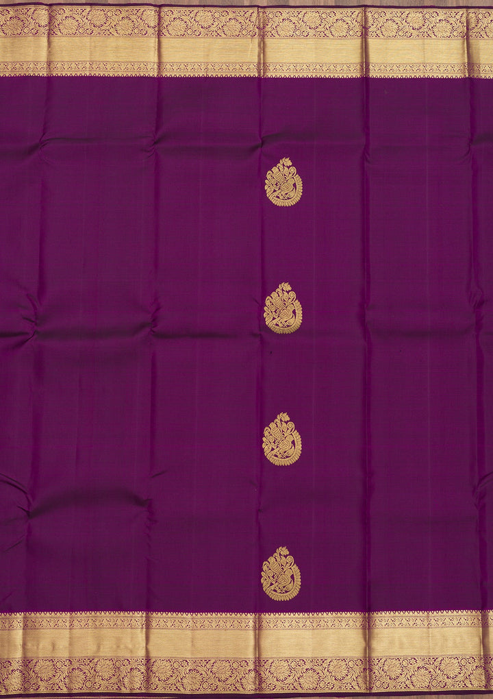 Purple Zariwork Pure Silk Saree-Koskii