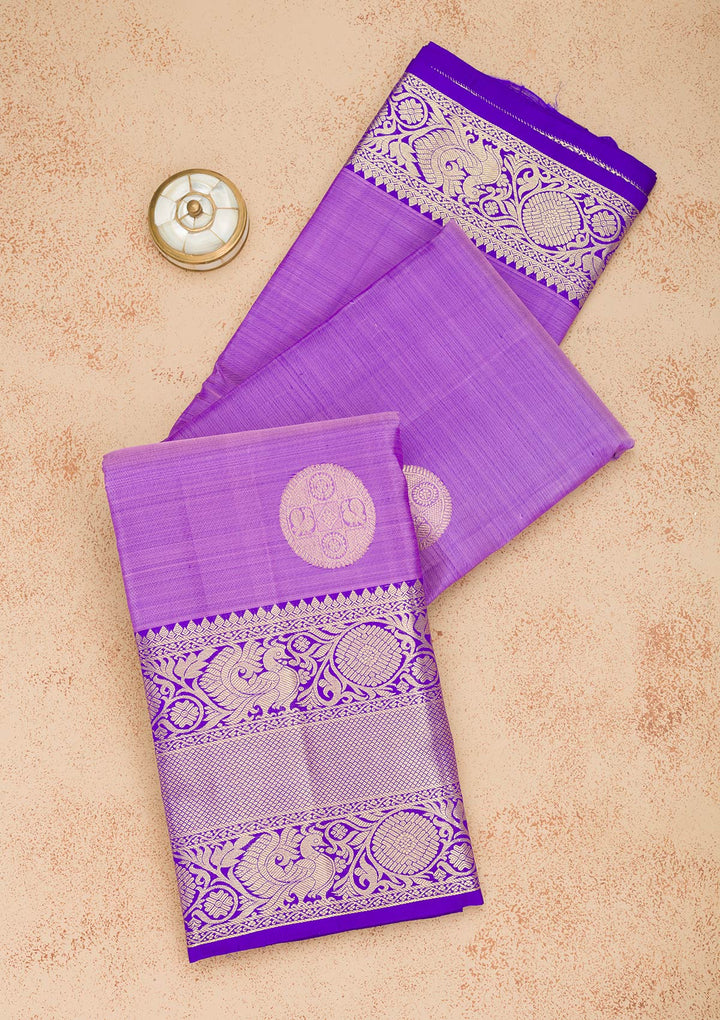 Purple Zariwork Pure Silk Saree-Koskii