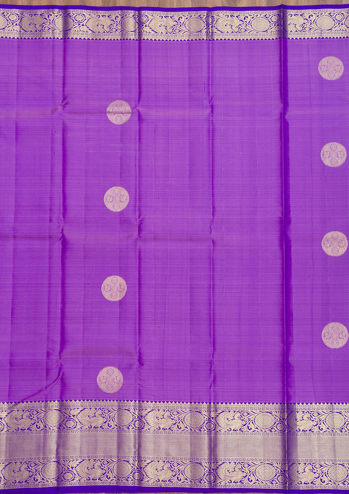 Purple Zariwork Pure Silk Saree-Koskii