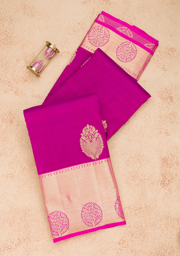 Purple Zariwork Pure Silk Saree-Koskii