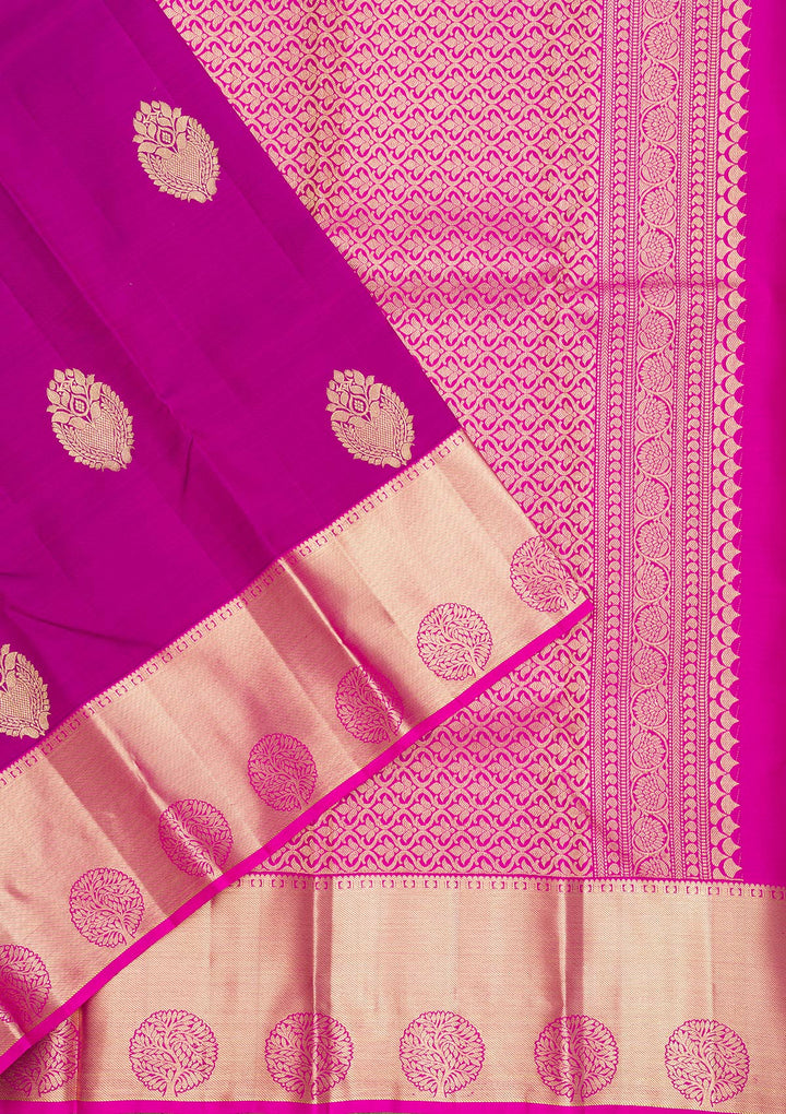 Purple Zariwork Pure Silk Saree-Koskii