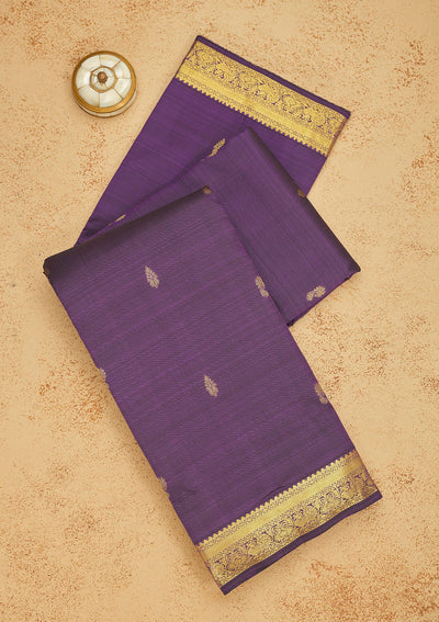 Purple Zariwork Pure Silk Saree-Koskii