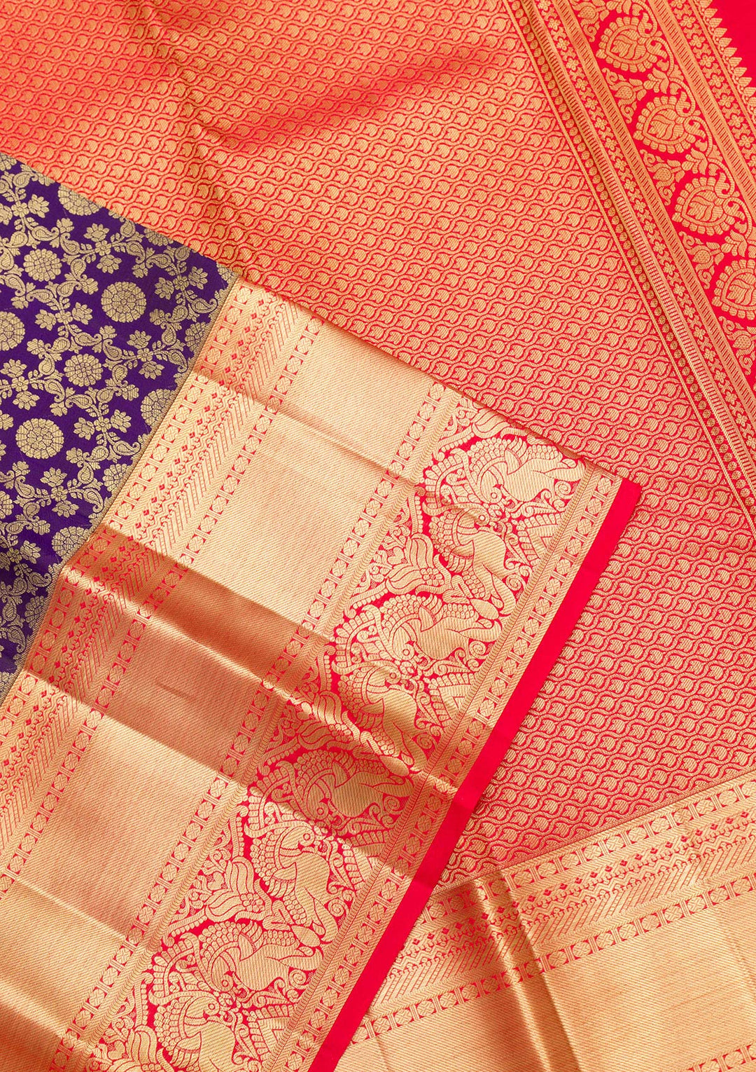 Purple Zariwork Pure Silk Saree-Koskii