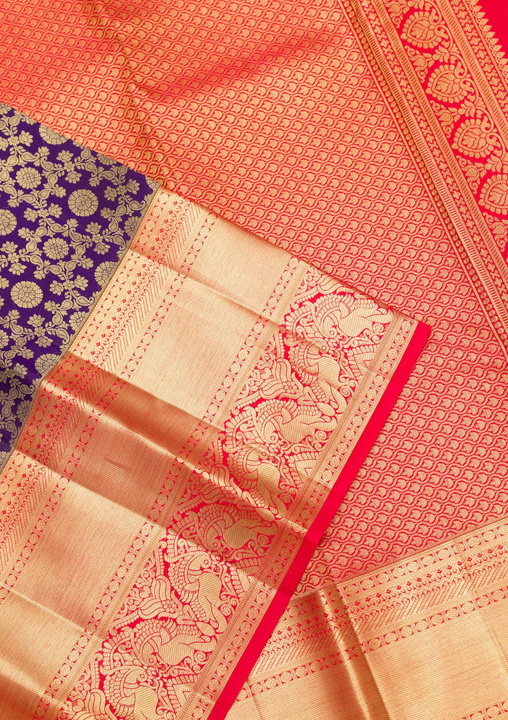 Purple Zariwork Pure Silk Saree-Koskii