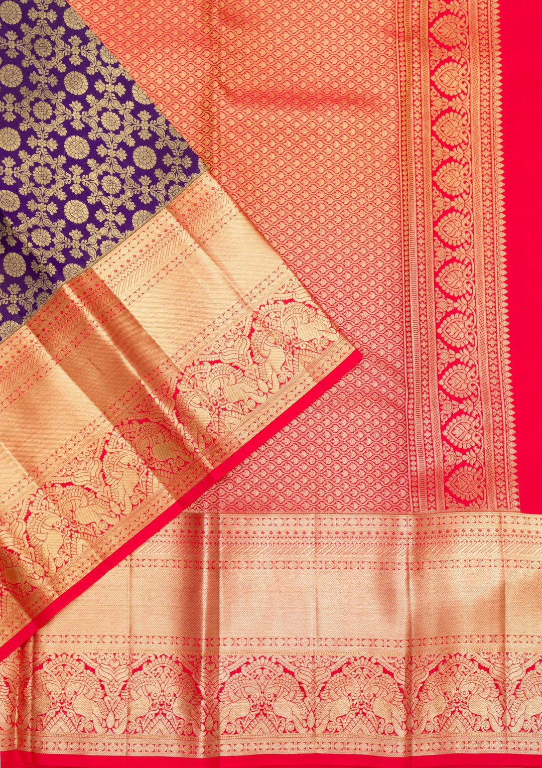 Purple Zariwork Pure Silk Saree-Koskii