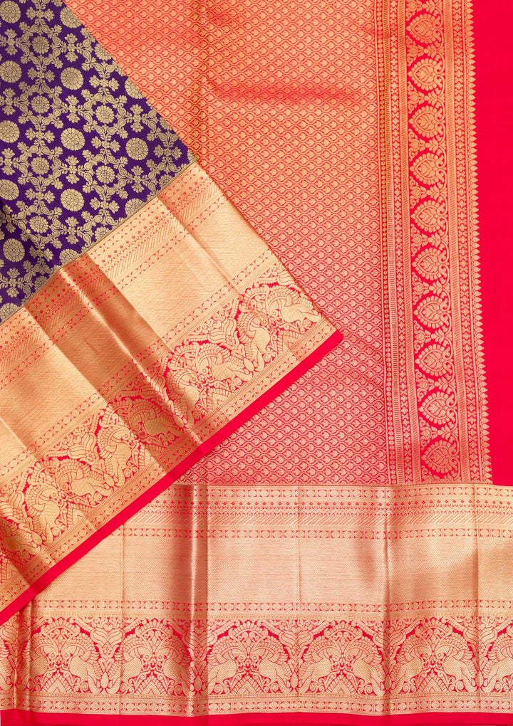 Purple Zariwork Pure Silk Saree-Koskii