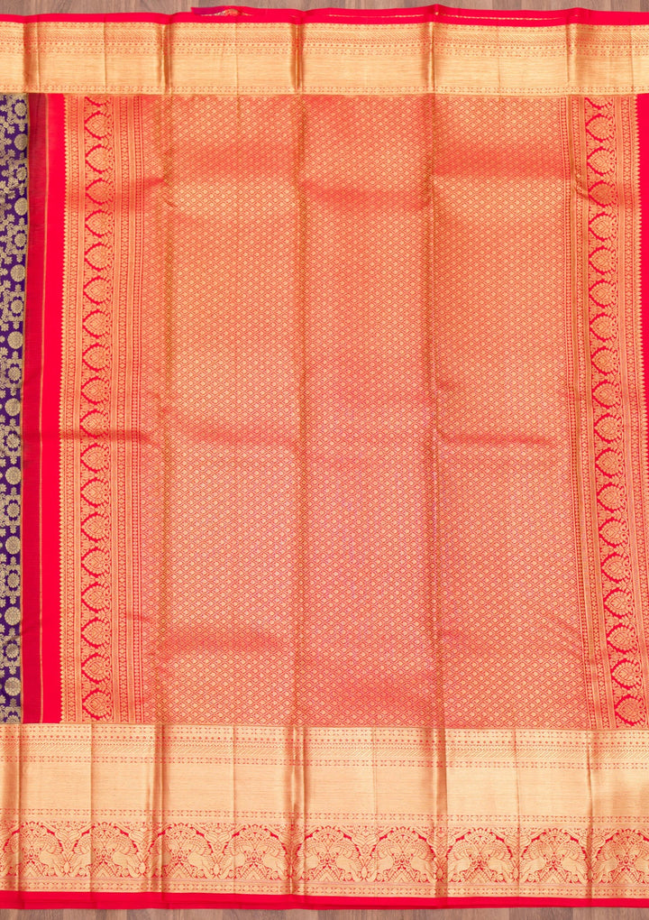 Purple Zariwork Pure Silk Saree-Koskii