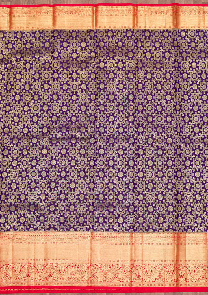 Purple Zariwork Pure Silk Saree-Koskii