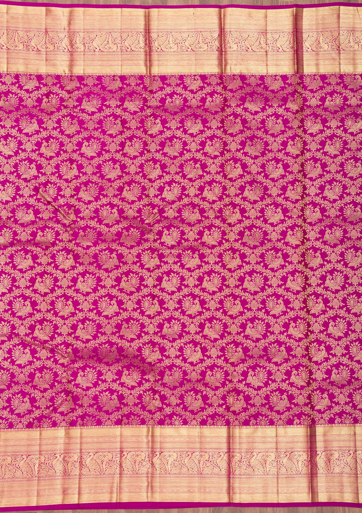 Purple Zariwork Pure Silk Saree-Koskii
