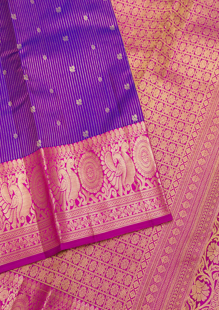 Purple Zariwork Pure Silk Saree-Koskii