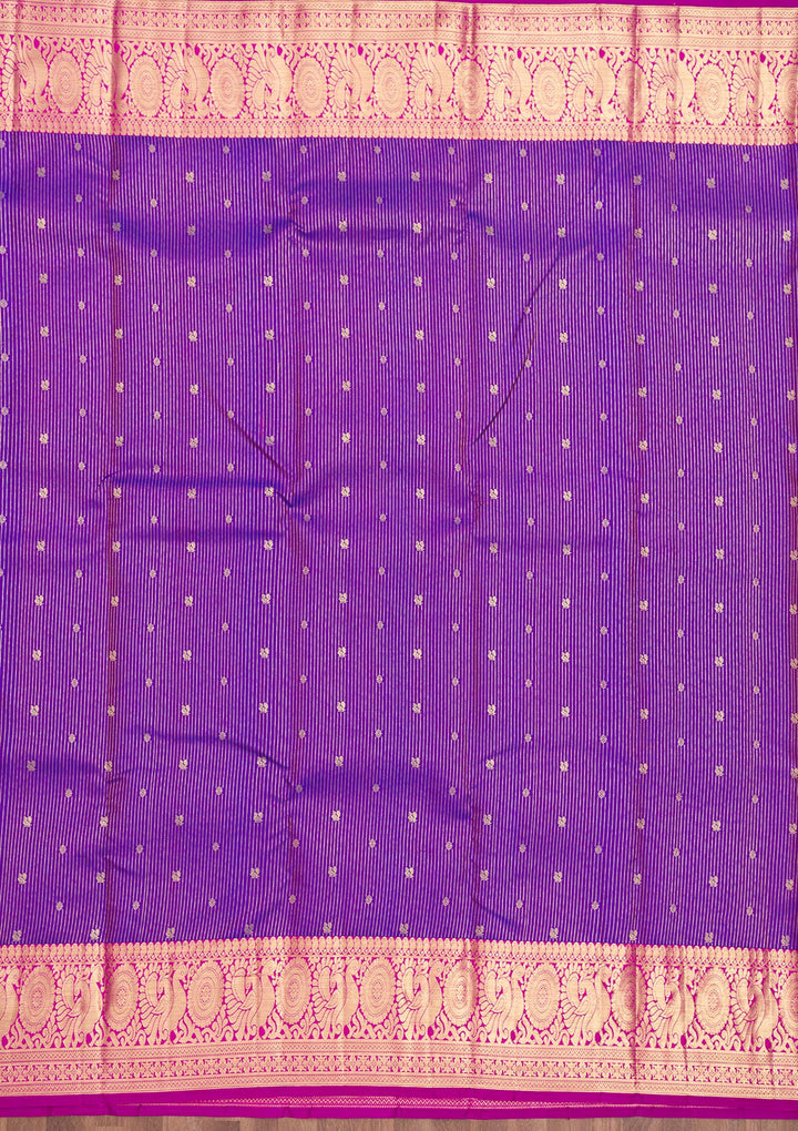 Purple Zariwork Pure Silk Saree-Koskii