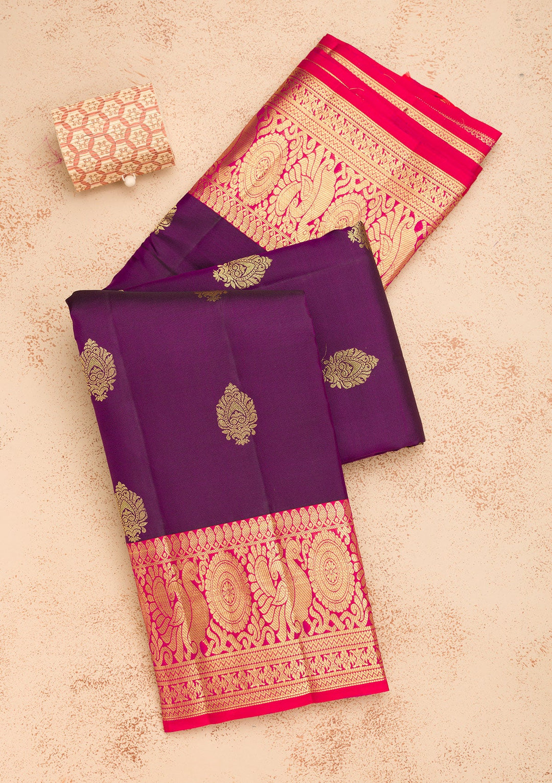 Purple Zariwork Pure Silk Saree-Koskii