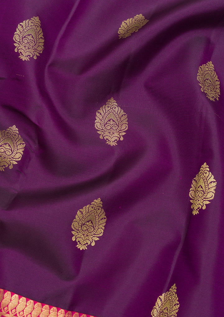 Purple Zariwork Pure Silk Saree-Koskii