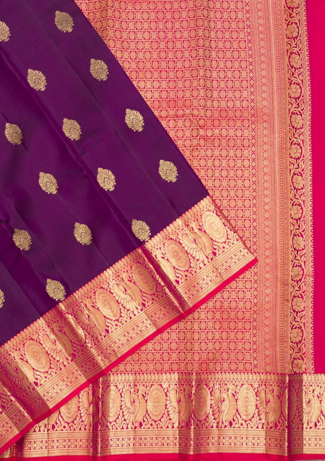 Purple Zariwork Pure Silk Saree-Koskii