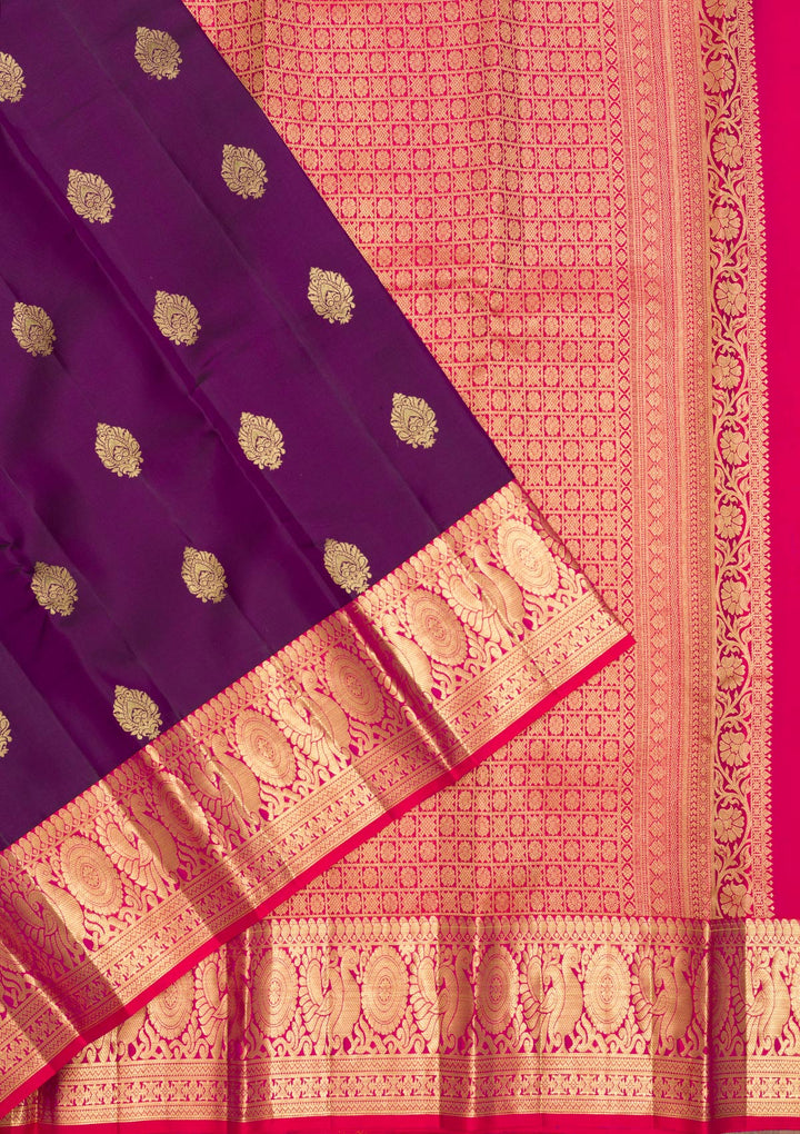 Purple Zariwork Pure Silk Saree-Koskii