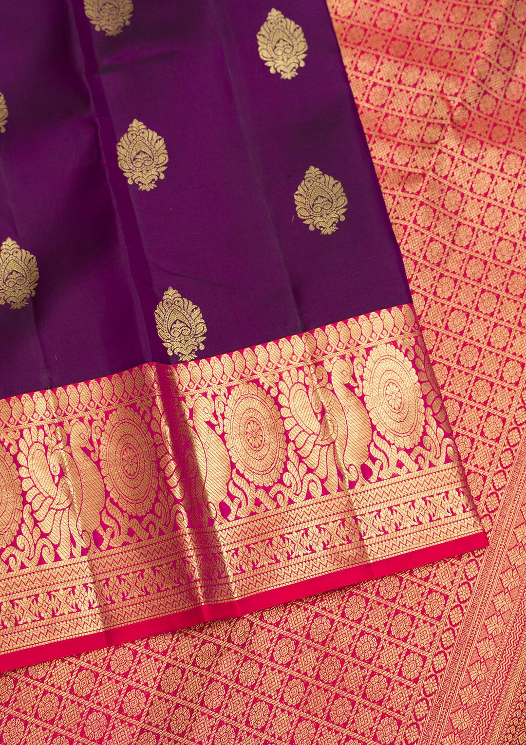 Purple Zariwork Pure Silk Saree-Koskii