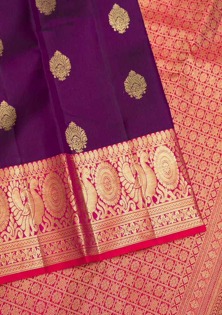 Purple Zariwork Pure Silk Saree-Koskii