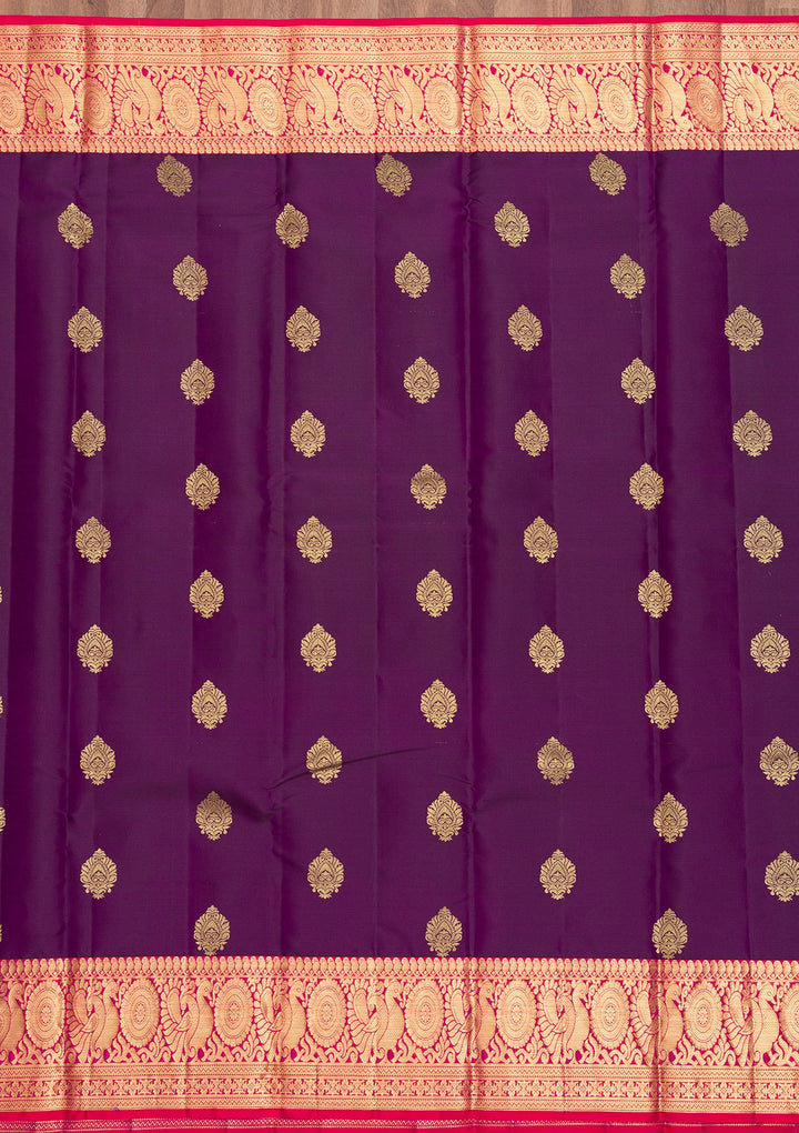 Purple Zariwork Pure Silk Saree-Koskii