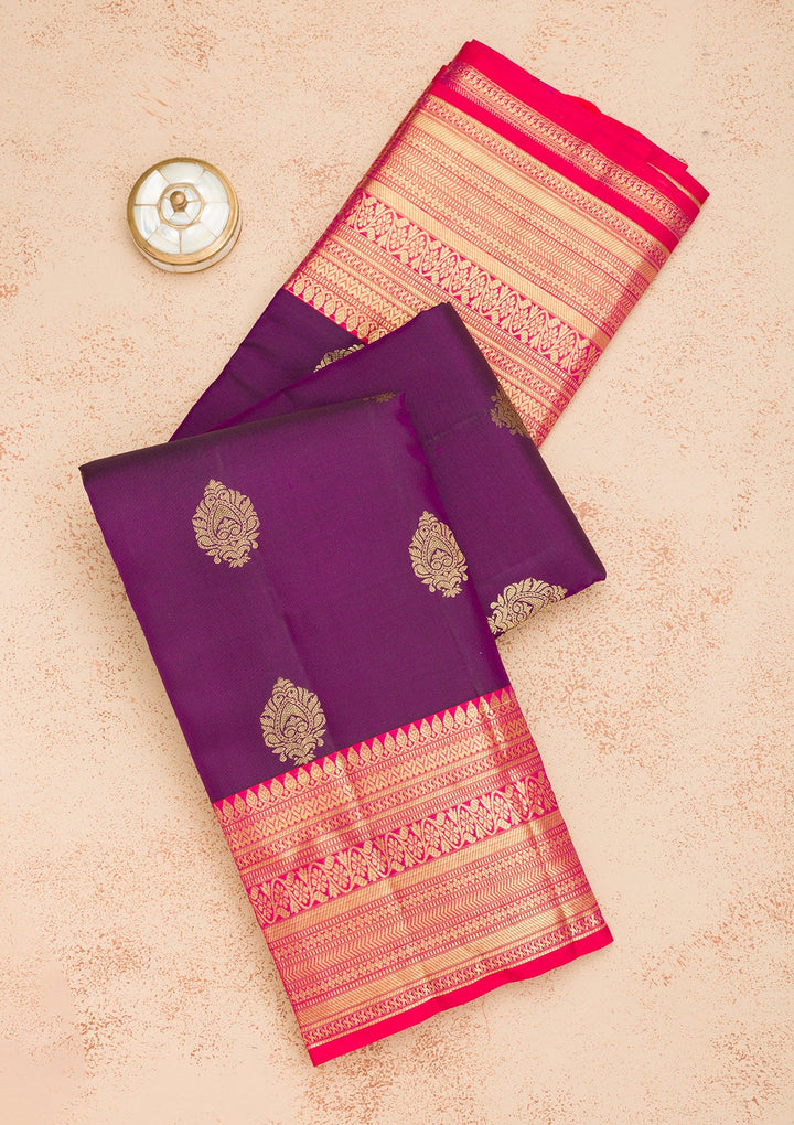 Purple Zariwork Pure Silk Saree-Koskii
