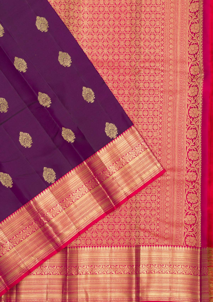 Purple Zariwork Pure Silk Saree-Koskii