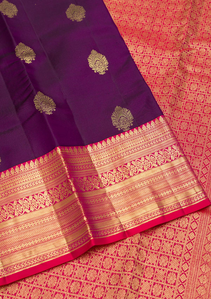 Purple Zariwork Pure Silk Saree-Koskii