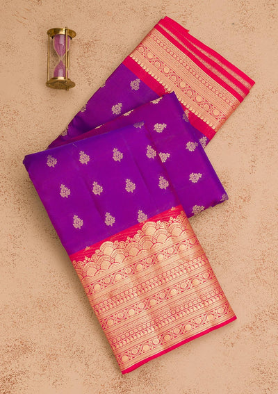 Purple Zariwork Pure Silk Saree-Koskii