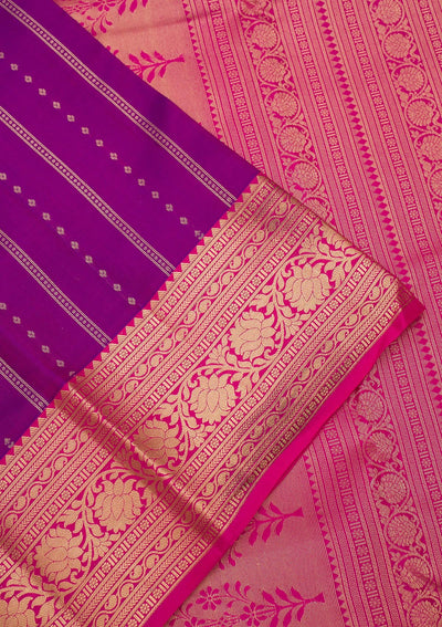 Purple Zariwork Pure Silk Saree-Koskii