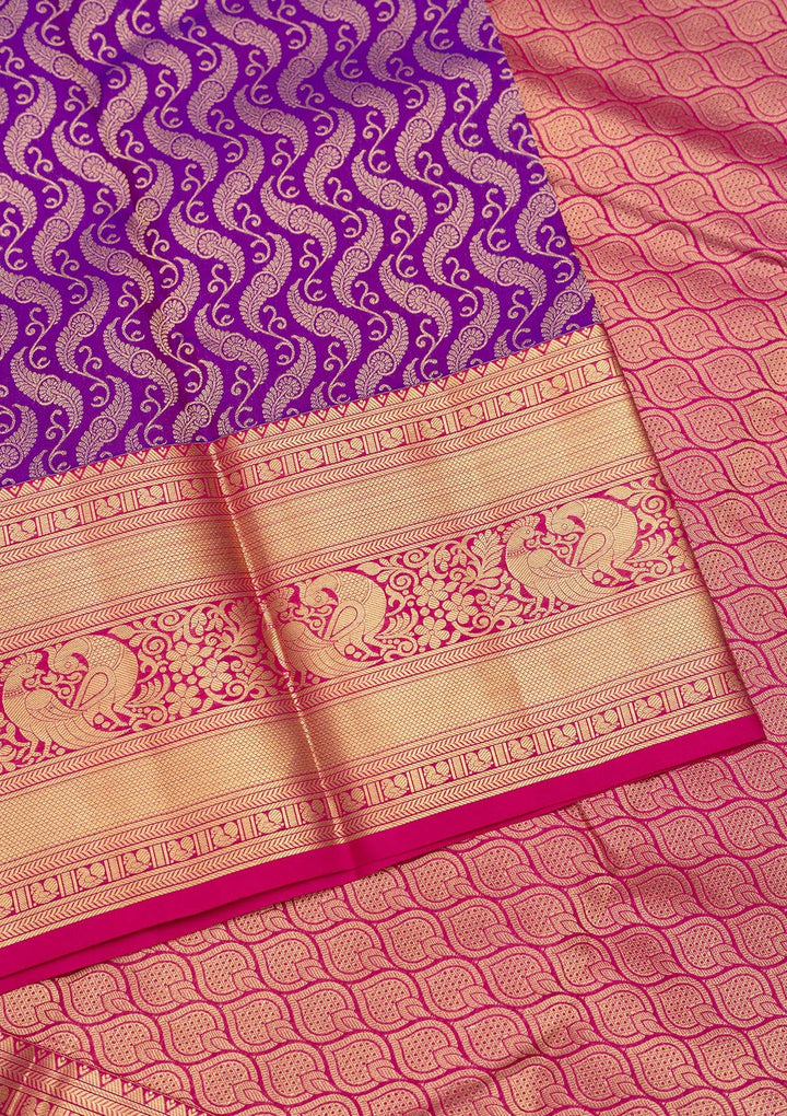 Purple Zariwork Pure Silk Saree-Koskii