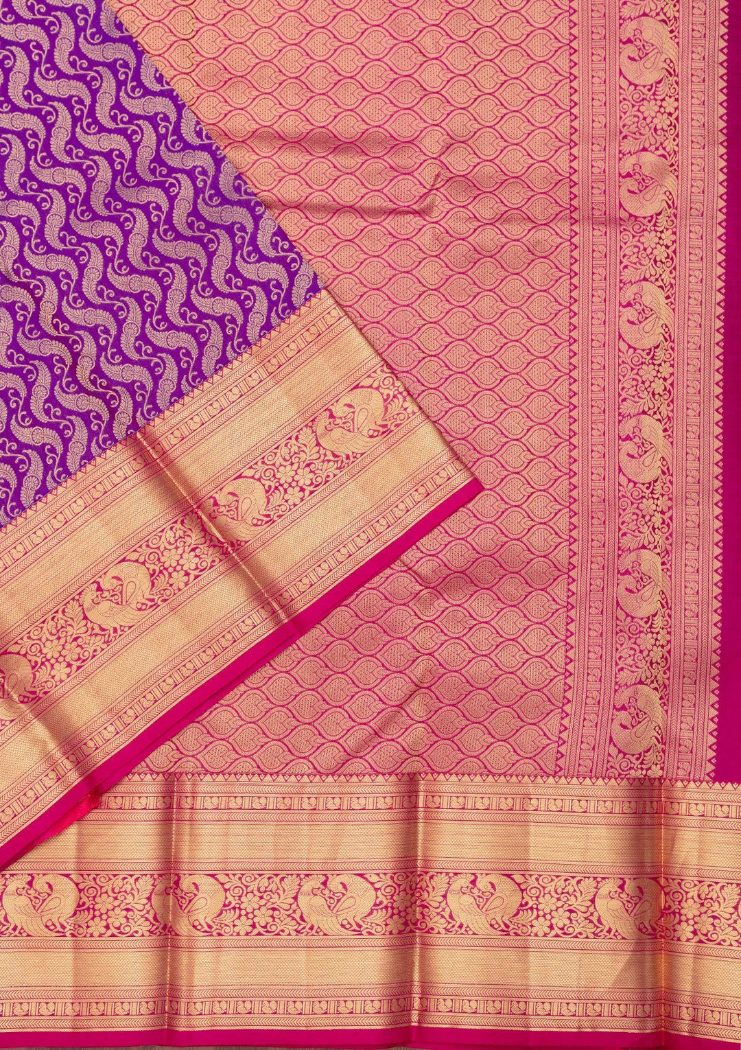 Purple Zariwork Pure Silk Saree-Koskii