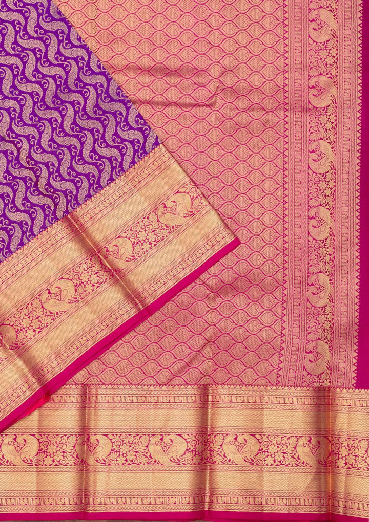 Purple Zariwork Pure Silk Saree-Koskii
