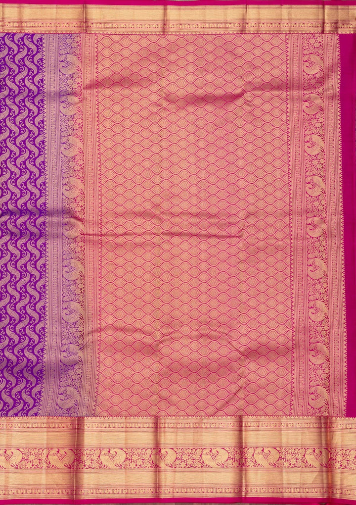 Purple Zariwork Pure Silk Saree-Koskii