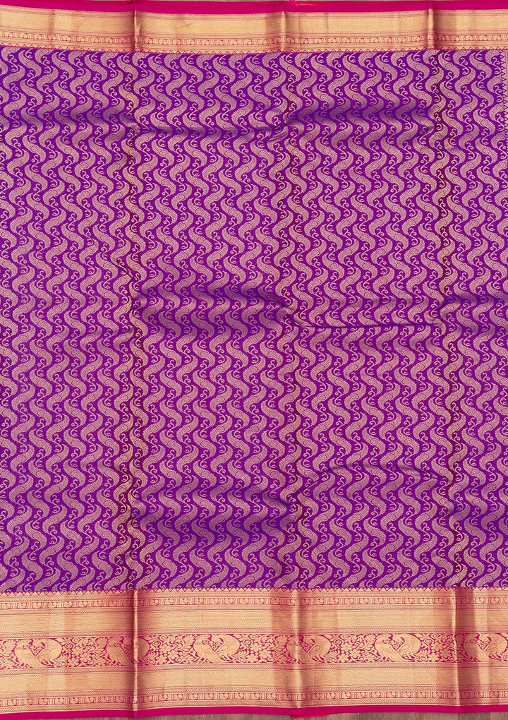 Purple Zariwork Pure Silk Saree-Koskii