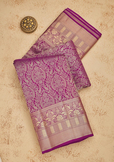 Purple Zariwork Pure Silk Saree-Koskii