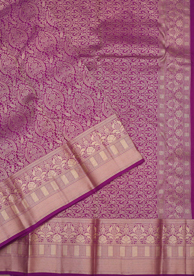 Purple Zariwork Pure Silk Saree-Koskii