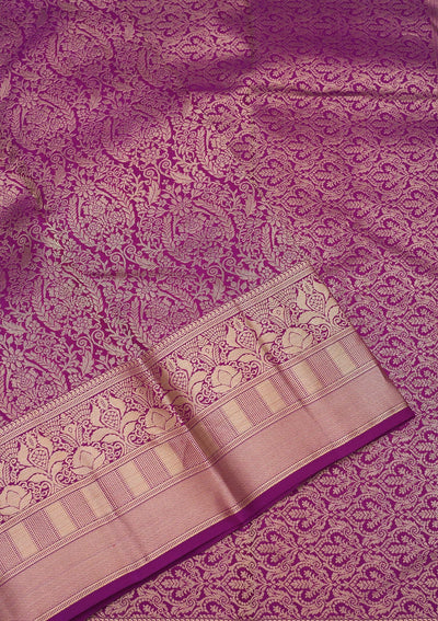 Purple Zariwork Pure Silk Saree-Koskii