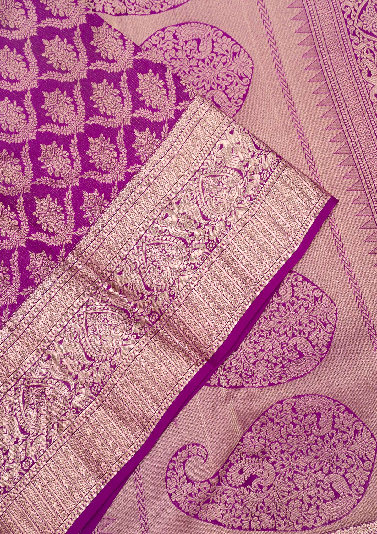 Purple Zariwork Pure Silk Saree-Koskii