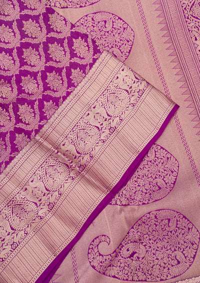 Purple Zariwork Pure Silk Saree-Koskii