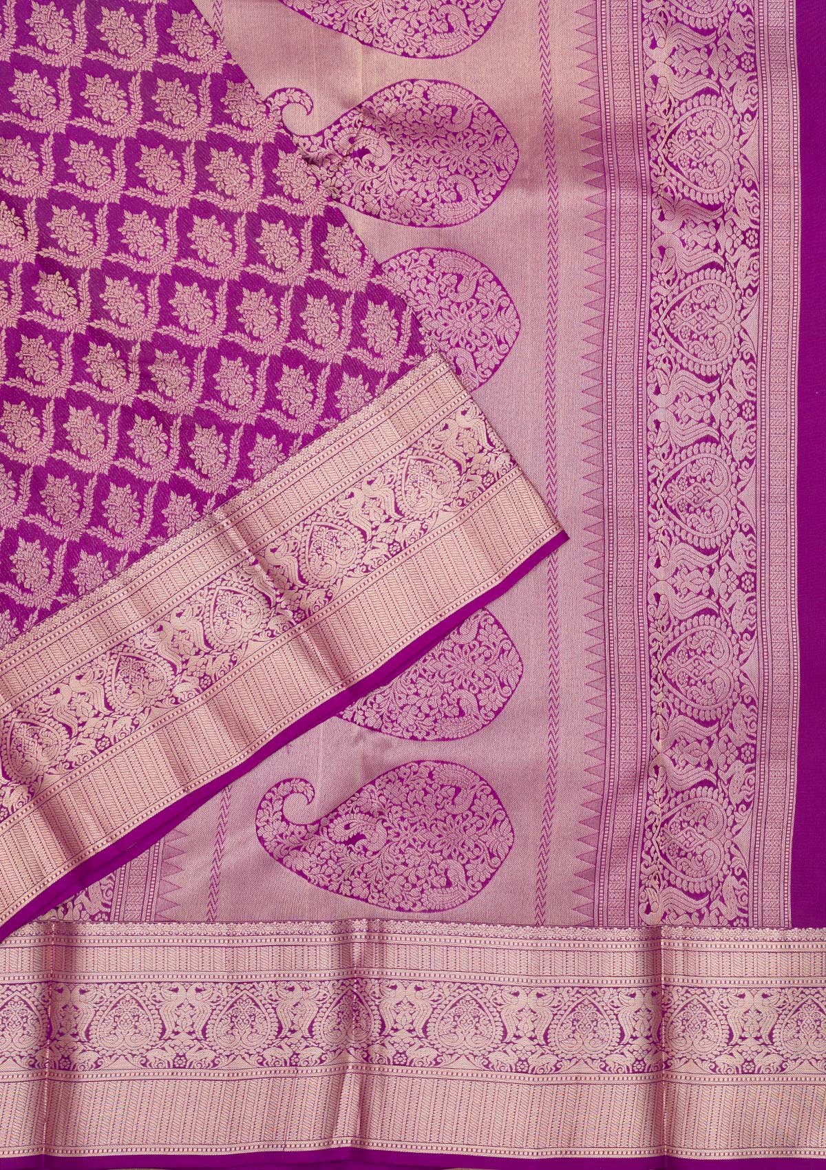 Purple Zariwork Pure Silk Saree-Koskii