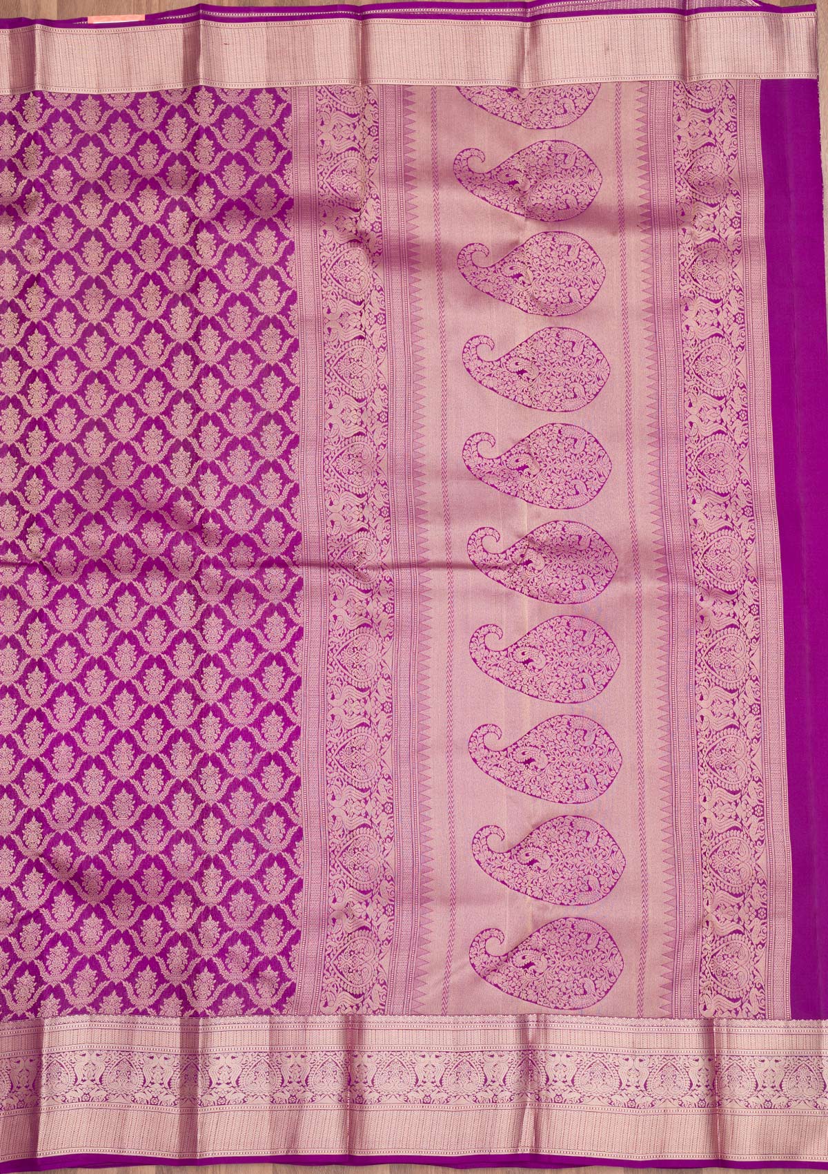 Purple Zariwork Pure Silk Saree-Koskii